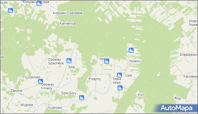 mapa Obórki gmina Jednorożec, Obórki gmina Jednorożec na mapie Targeo