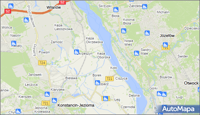 mapa Obórki gmina Konstancin-Jeziorna, Obórki gmina Konstancin-Jeziorna na mapie Targeo