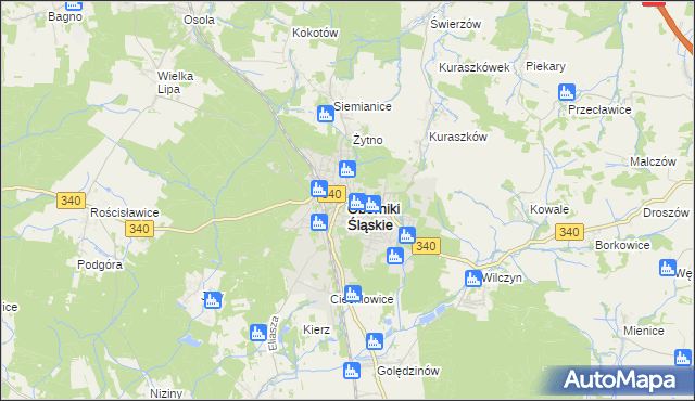 mapa Oborniki Śląskie, Oborniki Śląskie na mapie Targeo