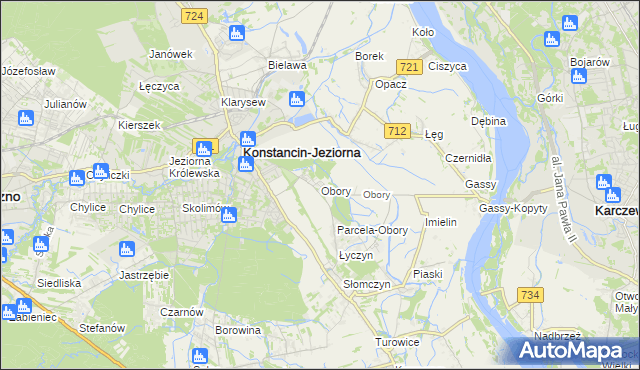 mapa Obory gmina Konstancin-Jeziorna, Obory gmina Konstancin-Jeziorna na mapie Targeo