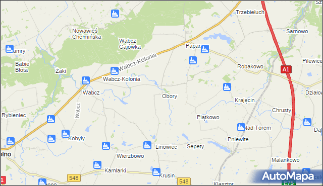 mapa Obory gmina Stolno, Obory gmina Stolno na mapie Targeo