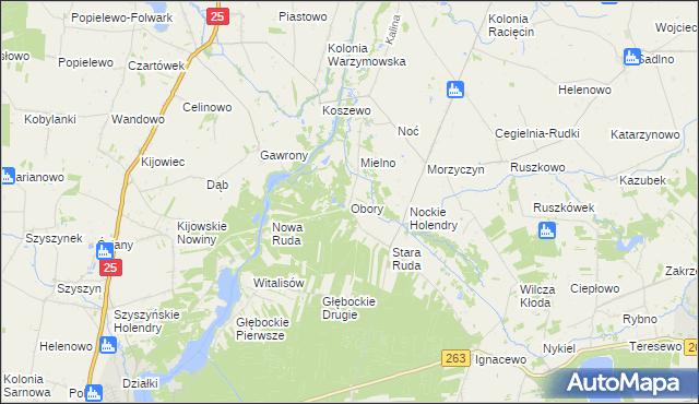 mapa Obory gmina Wierzbinek, Obory gmina Wierzbinek na mapie Targeo