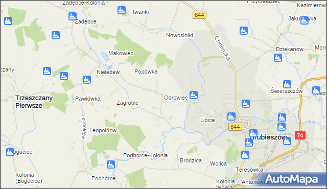 mapa Obrowiec gmina Hrubieszów, Obrowiec gmina Hrubieszów na mapie Targeo