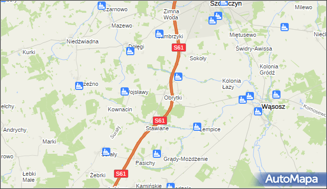 mapa Obrytki gmina Szczuczyn, Obrytki gmina Szczuczyn na mapie Targeo