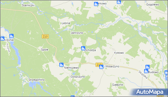 mapa Ochodza gmina Dębnica Kaszubska, Ochodza gmina Dębnica Kaszubska na mapie Targeo