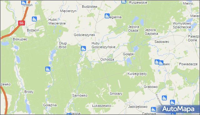 mapa Ochodza gmina Trzemeszno, Ochodza gmina Trzemeszno na mapie Targeo