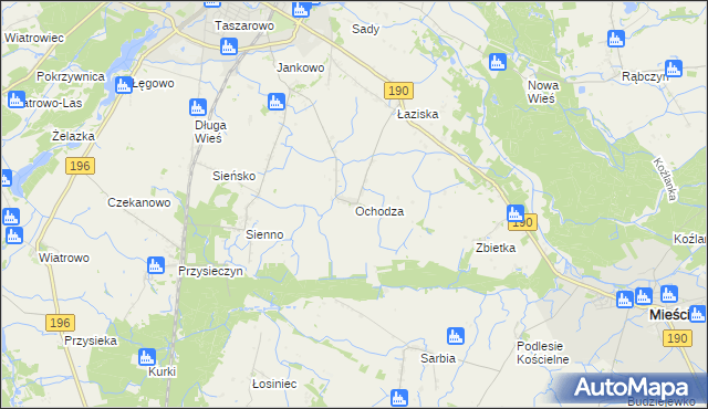 mapa Ochodza gmina Wągrowiec, Ochodza gmina Wągrowiec na mapie Targeo