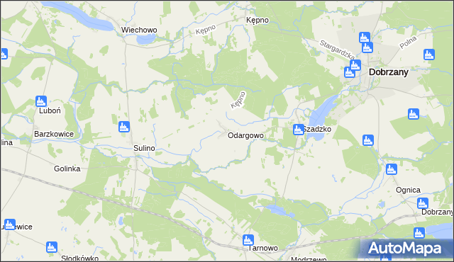 mapa Odargowo gmina Dobrzany, Odargowo gmina Dobrzany na mapie Targeo