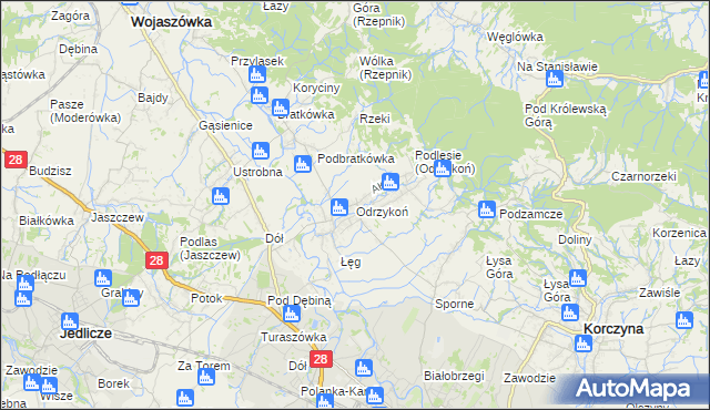 mapa Odrzykoń, Odrzykoń na mapie Targeo