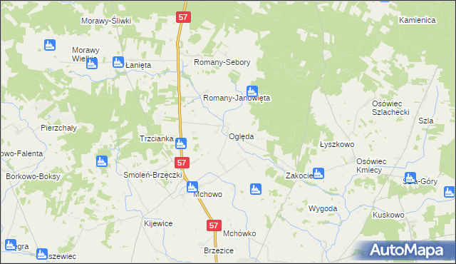 mapa Oględa, Oględa na mapie Targeo