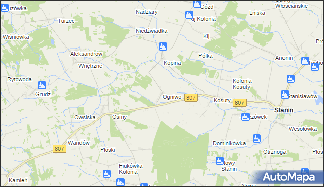 mapa Ogniwo gmina Stanin, Ogniwo gmina Stanin na mapie Targeo