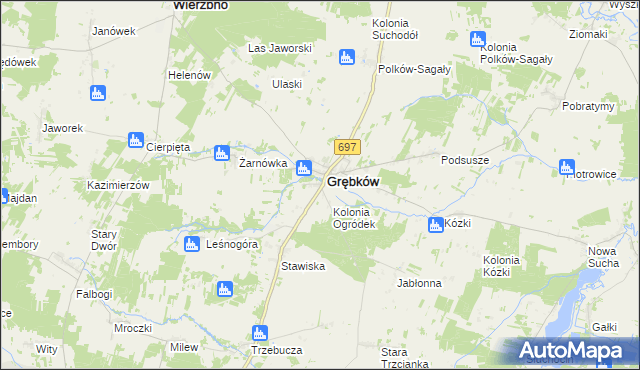 mapa Ogródek gmina Grębków, Ogródek gmina Grębków na mapie Targeo