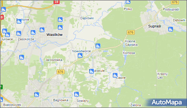 mapa Ogrodniczki gmina Supraśl, Ogrodniczki gmina Supraśl na mapie Targeo