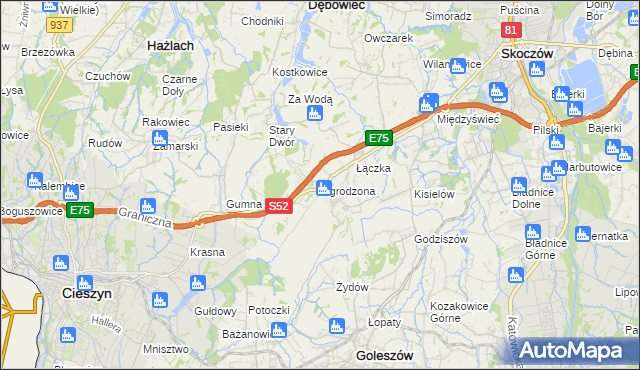 mapa Ogrodzona gmina Dębowiec, Ogrodzona gmina Dębowiec na mapie Targeo