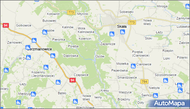 mapa Ojców, Ojców na mapie Targeo