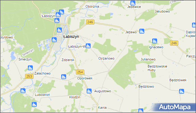 mapa Ojrzanowo, Ojrzanowo na mapie Targeo