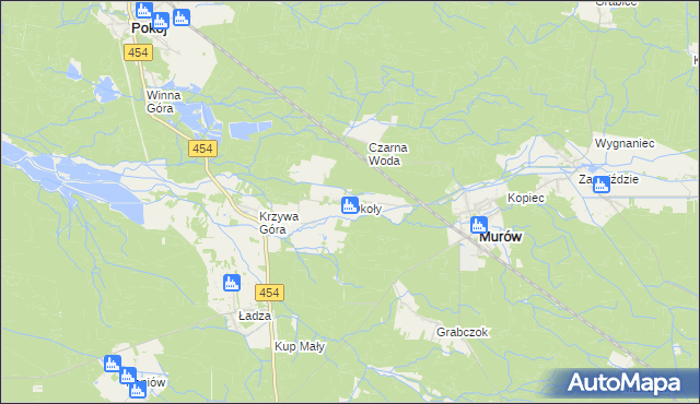 mapa Okoły gmina Murów, Okoły gmina Murów na mapie Targeo