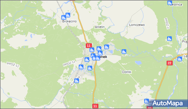 mapa Okonek, Okonek na mapie Targeo