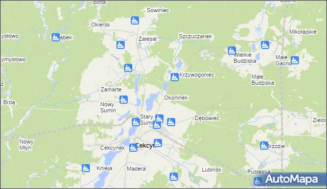 mapa Okoninek, Okoninek na mapie Targeo