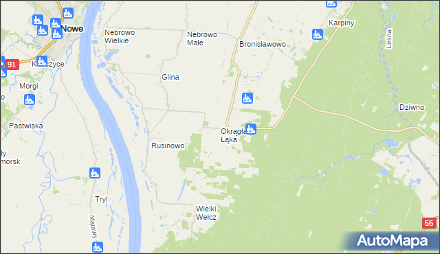 mapa Okrągła Łąka, Okrągła Łąka na mapie Targeo