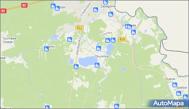 mapa Okuninka, Okuninka na mapie Targeo