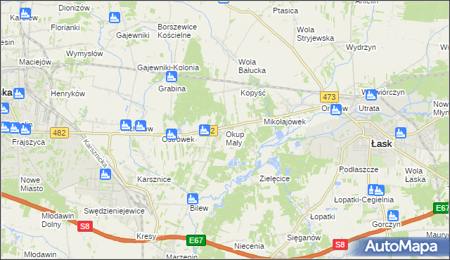 mapa Okup Mały, Okup Mały na mapie Targeo