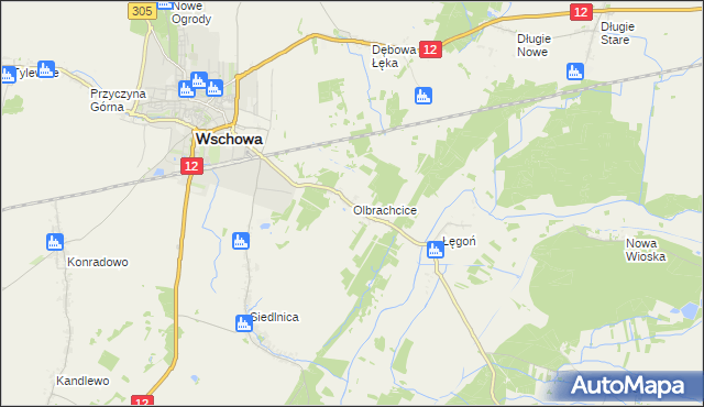mapa Olbrachcice gmina Wschowa, Olbrachcice gmina Wschowa na mapie Targeo
