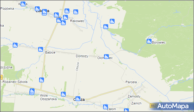 mapa Olchowiec gmina Obsza, Olchowiec gmina Obsza na mapie Targeo