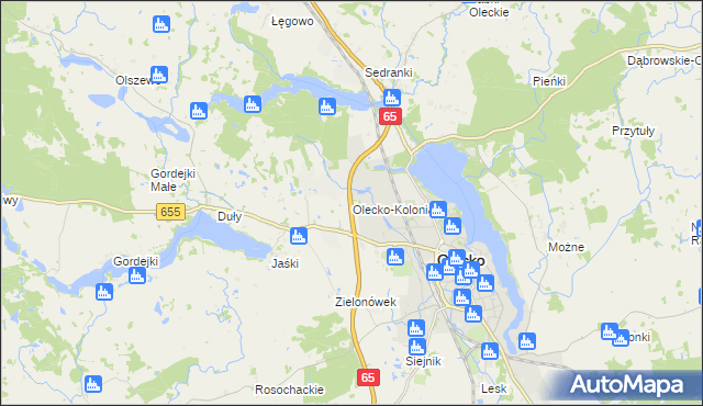 mapa Olecko-Kolonia, Olecko-Kolonia na mapie Targeo