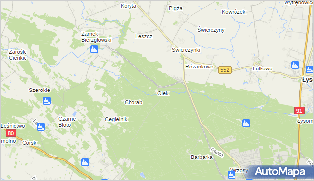 mapa Olek gmina Łysomice, Olek gmina Łysomice na mapie Targeo
