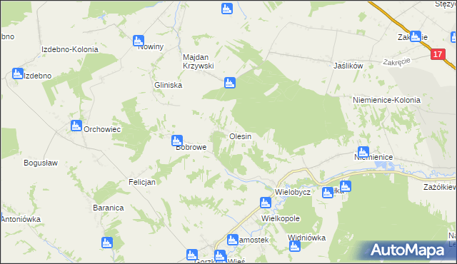 mapa Olesin gmina Gorzków, Olesin gmina Gorzków na mapie Targeo