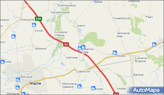 mapa Oleśnica Mała, Oleśnica Mała na mapie Targeo