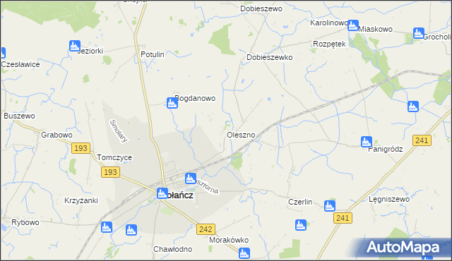 mapa Oleszno gmina Gołańcz, Oleszno gmina Gołańcz na mapie Targeo