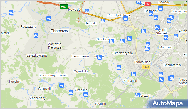 mapa Oliszki gmina Choroszcz, Oliszki gmina Choroszcz na mapie Targeo