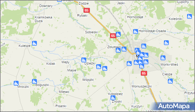 mapa Oliszki gmina Mońki, Oliszki gmina Mońki na mapie Targeo