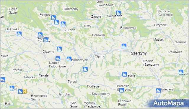 mapa Ołpiny, Ołpiny na mapie Targeo