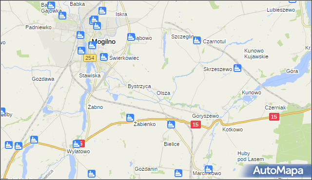 mapa Olsza gmina Mogilno, Olsza gmina Mogilno na mapie Targeo