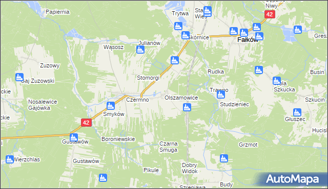 mapa Olszamowice, Olszamowice na mapie Targeo