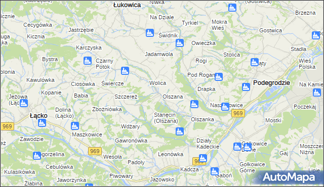 mapa Olszana, Olszana na mapie Targeo