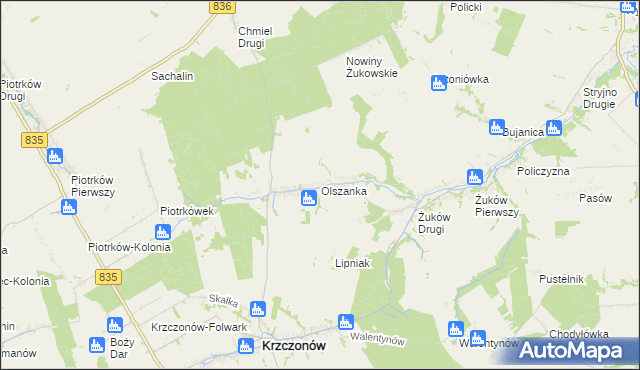 mapa Olszanka gmina Krzczonów, Olszanka gmina Krzczonów na mapie Targeo