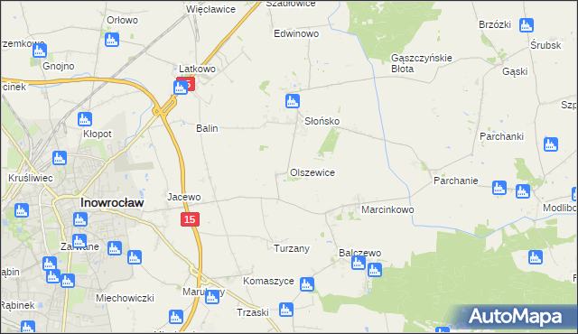 mapa Olszewice gmina Inowrocław, Olszewice gmina Inowrocław na mapie Targeo