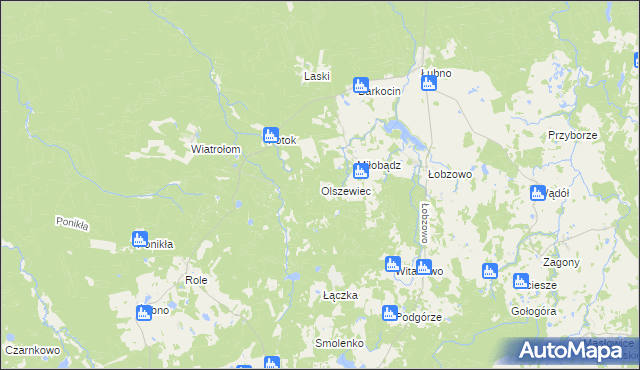 mapa Olszewiec gmina Miastko, Olszewiec gmina Miastko na mapie Targeo