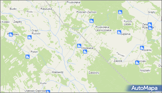 mapa Olszewka gmina Jednorożec, Olszewka gmina Jednorożec na mapie Targeo