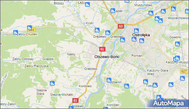 mapa Olszewo-Borki, Olszewo-Borki na mapie Targeo