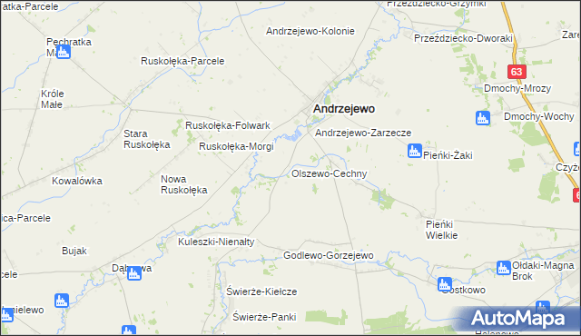 mapa Olszewo-Cechny, Olszewo-Cechny na mapie Targeo