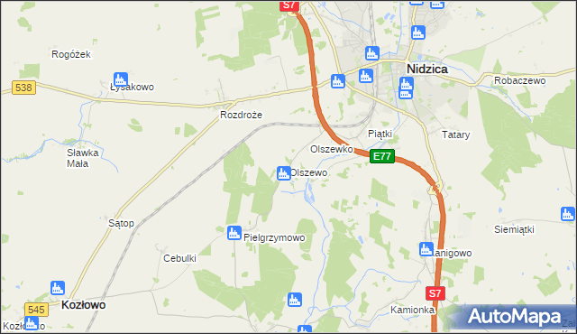 mapa Olszewo gmina Nidzica, Olszewo gmina Nidzica na mapie Targeo