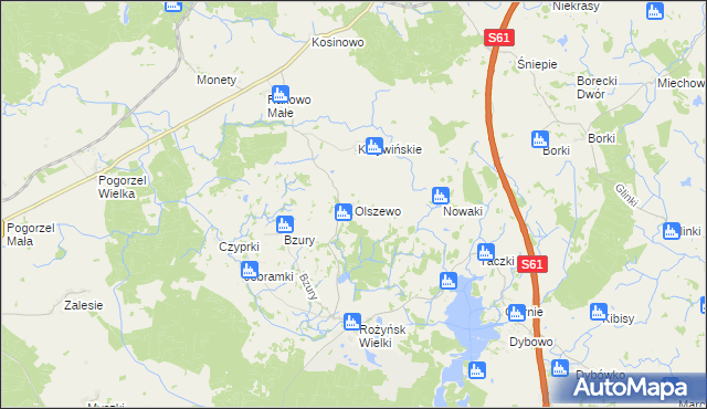 mapa Olszewo gmina Prostki, Olszewo gmina Prostki na mapie Targeo