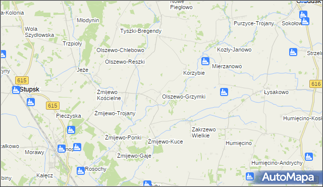 mapa Olszewo-Grzymki, Olszewo-Grzymki na mapie Targeo