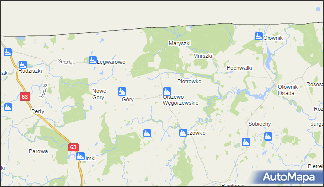 mapa Olszewo Węgorzewskie, Olszewo Węgorzewskie na mapie Targeo