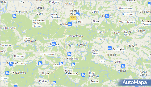 mapa Olszowa gmina Zakliczyn, Olszowa gmina Zakliczyn na mapie Targeo